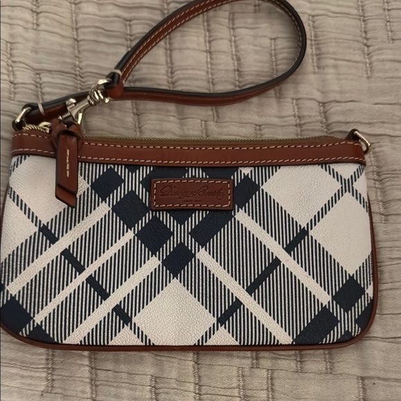 Dooney & Bourke Handbags - Dooney & Bourke Blue and White Plaid Clutch